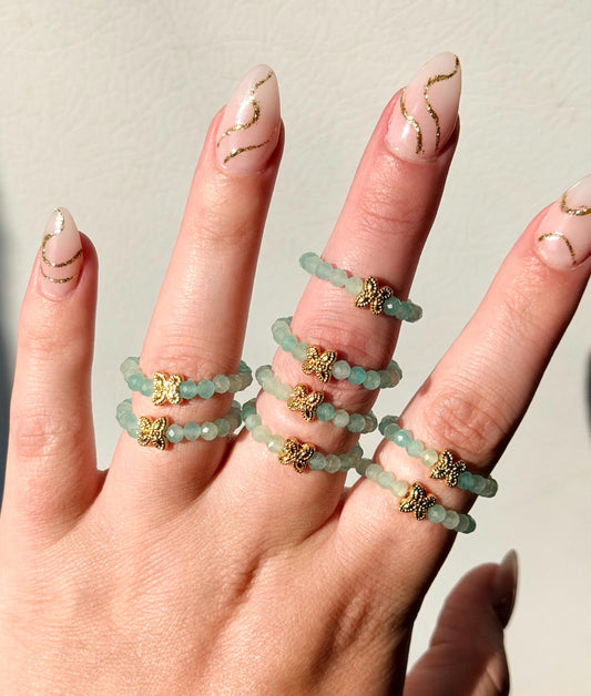 Beautiful Amazonite Beaded Rings | One (1) Amazonite Ring | Gemstone Ring | Crystal Beaded Rings