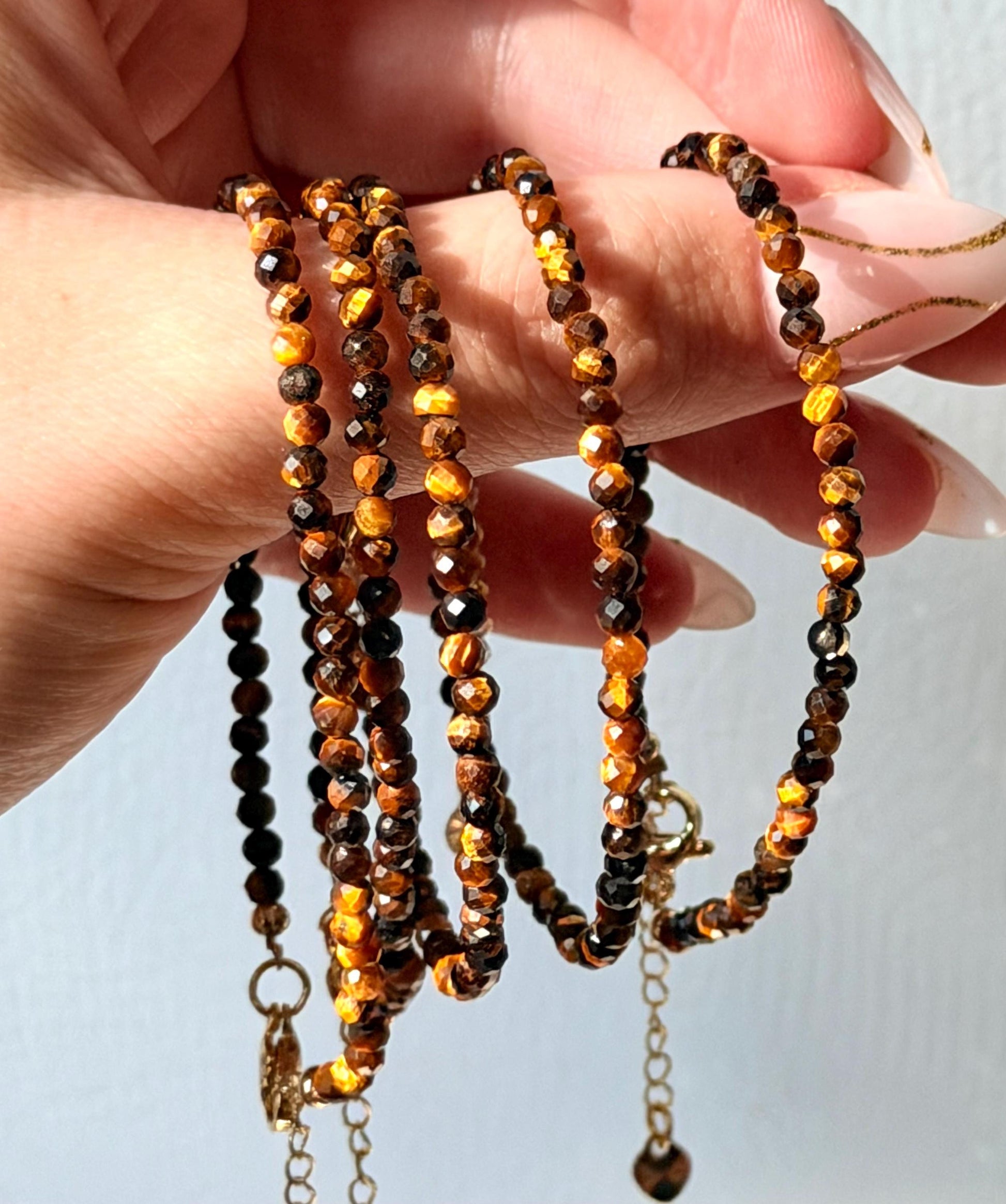 Adjustable Tiger’s Eye Bracelet | 2mm Beaded Bracelet | Tigers Eye Bracelet | Healing Crystal Jewelry