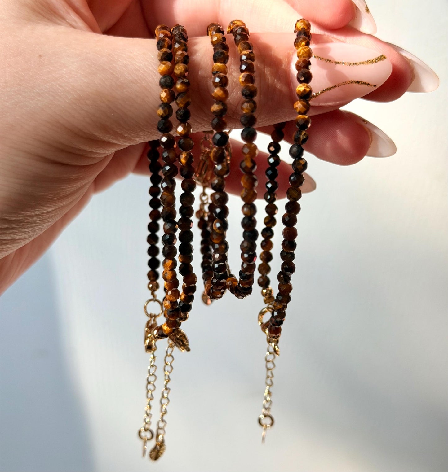 Adjustable Tiger’s Eye Bracelet | 2mm Beaded Bracelet | Tigers Eye Bracelet | Healing Crystal Jewelry