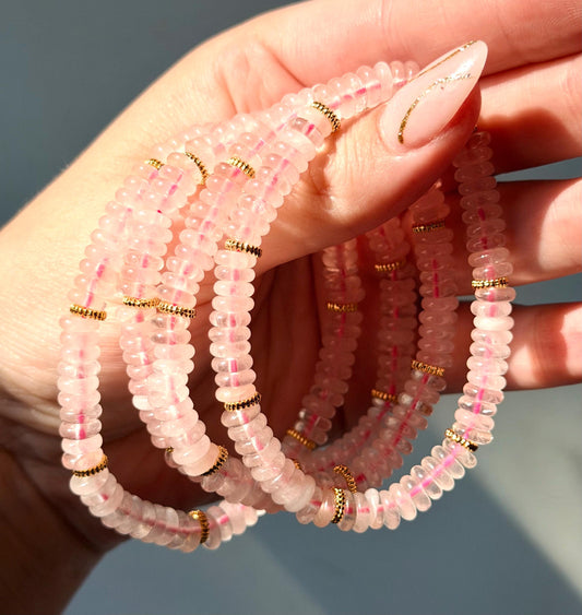 Rose Quartz Bracelet | Rose Quartz Beaded Bracelet | Pink Stretchy Bracelet