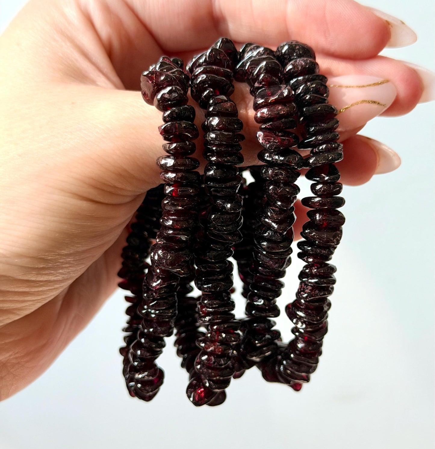 Beautiful Garnet Bracelet | Stretchy Garnet Chip Bracelet | Crystal Chip Bracelet