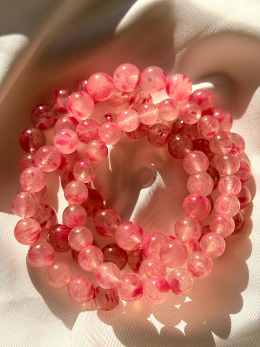 Sakura Rhodonite Beaded Bracelets | Beaded Rhodonite High Quality Sakura Rhodonite Bracelets | Gemstone Bracelet