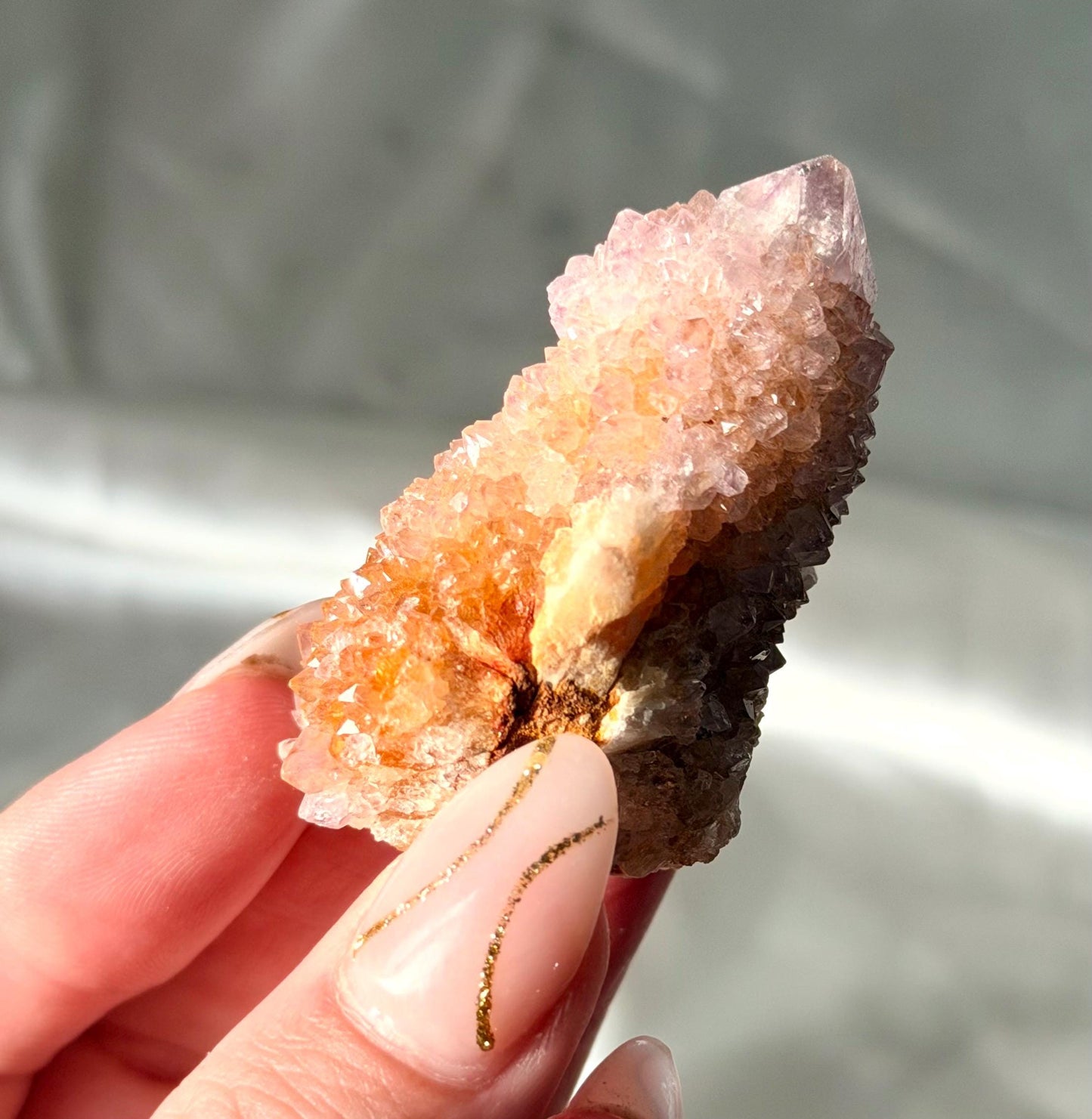 Spirit Amethyst Point with Ametrine | Natural Amethyst Crystal Tower | Druzy Purple Quartz Point | Healing Crystal | Spiritual Decor