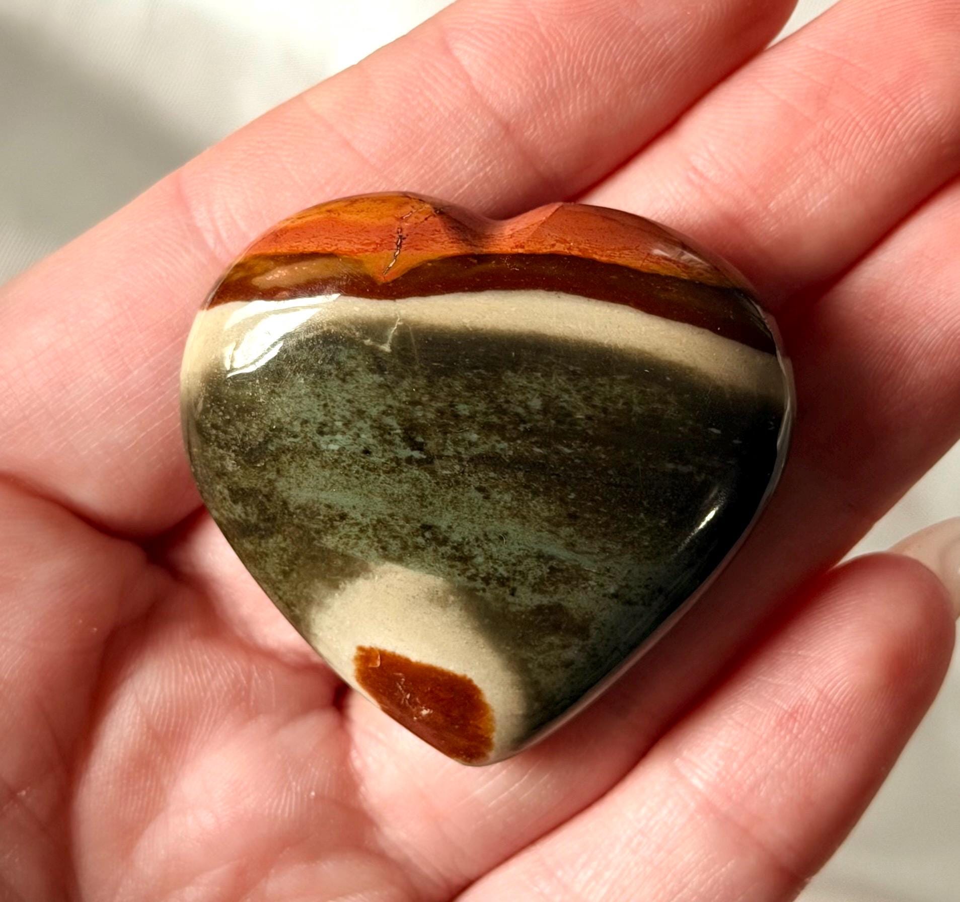 Polychrome Jasper Puffy Heart | Natural Polychrome Jasper Crystal Heart | Ocean Jasper Look | Healing Crystal | Crystal Gift