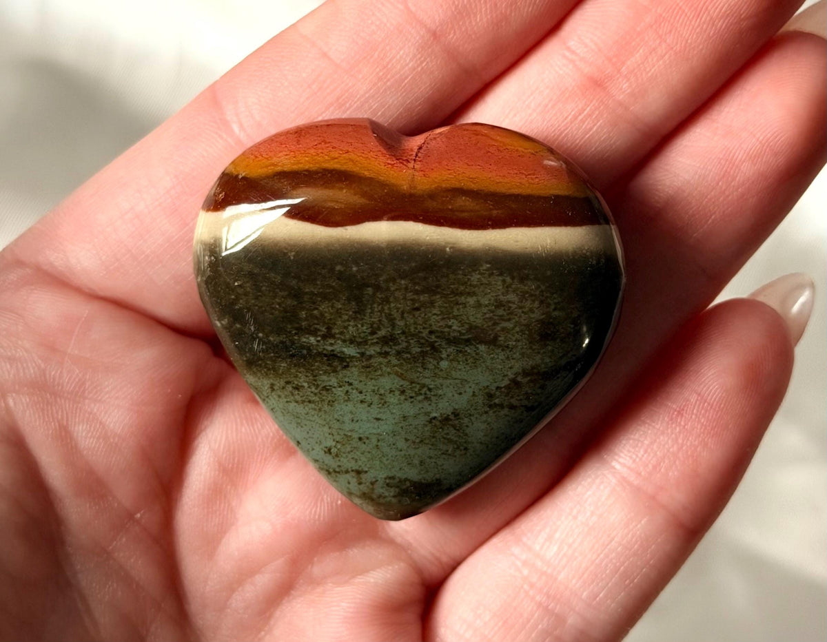 Polychrome Jasper Puffy Heart | Natural Polychrome Jasper Crystal Heart | Ocean Jasper Look | Healing Crystal | Crystal Gift