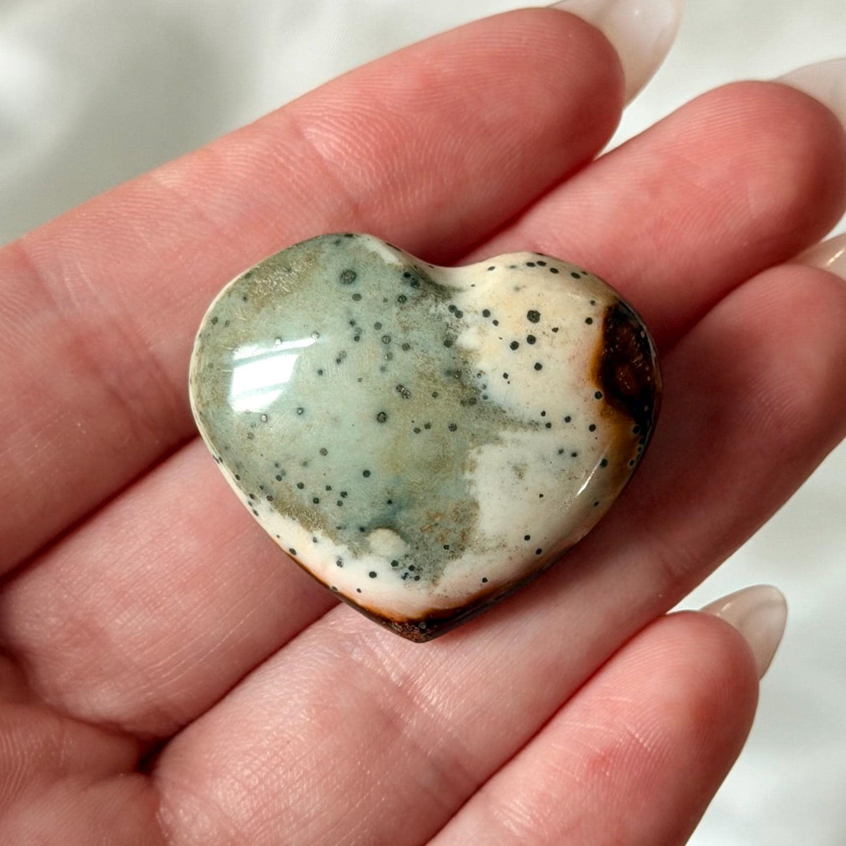 Polychrome Jasper Puffy Heart | Natural Polychrome Jasper Crystal Heart | Ocean Jasper Look | Healing Crystal | Crystal Gift