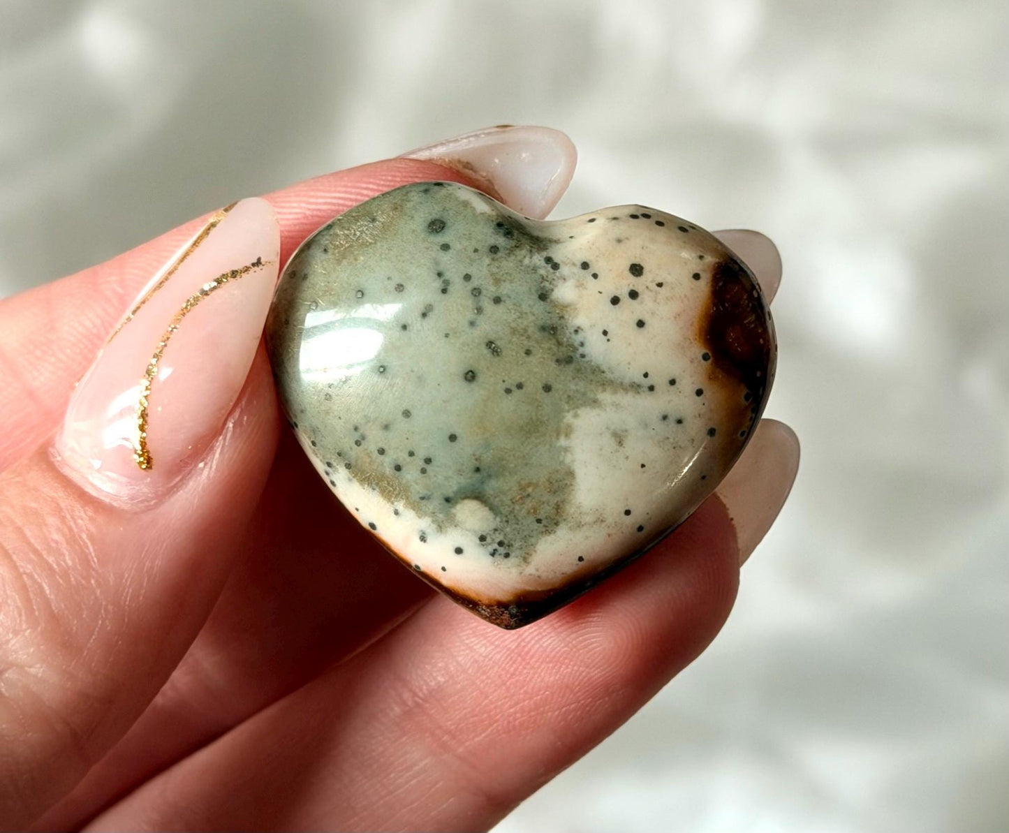 Polychrome Jasper Puffy Heart | Natural Polychrome Jasper Crystal Heart | Ocean Jasper Look | Healing Crystal | Crystal Gift