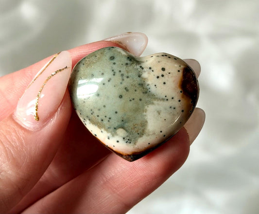 Polychrome Jasper Puffy Heart | Natural Polychrome Jasper Crystal Heart | Ocean Jasper Look | Healing Crystal | Crystal Gift