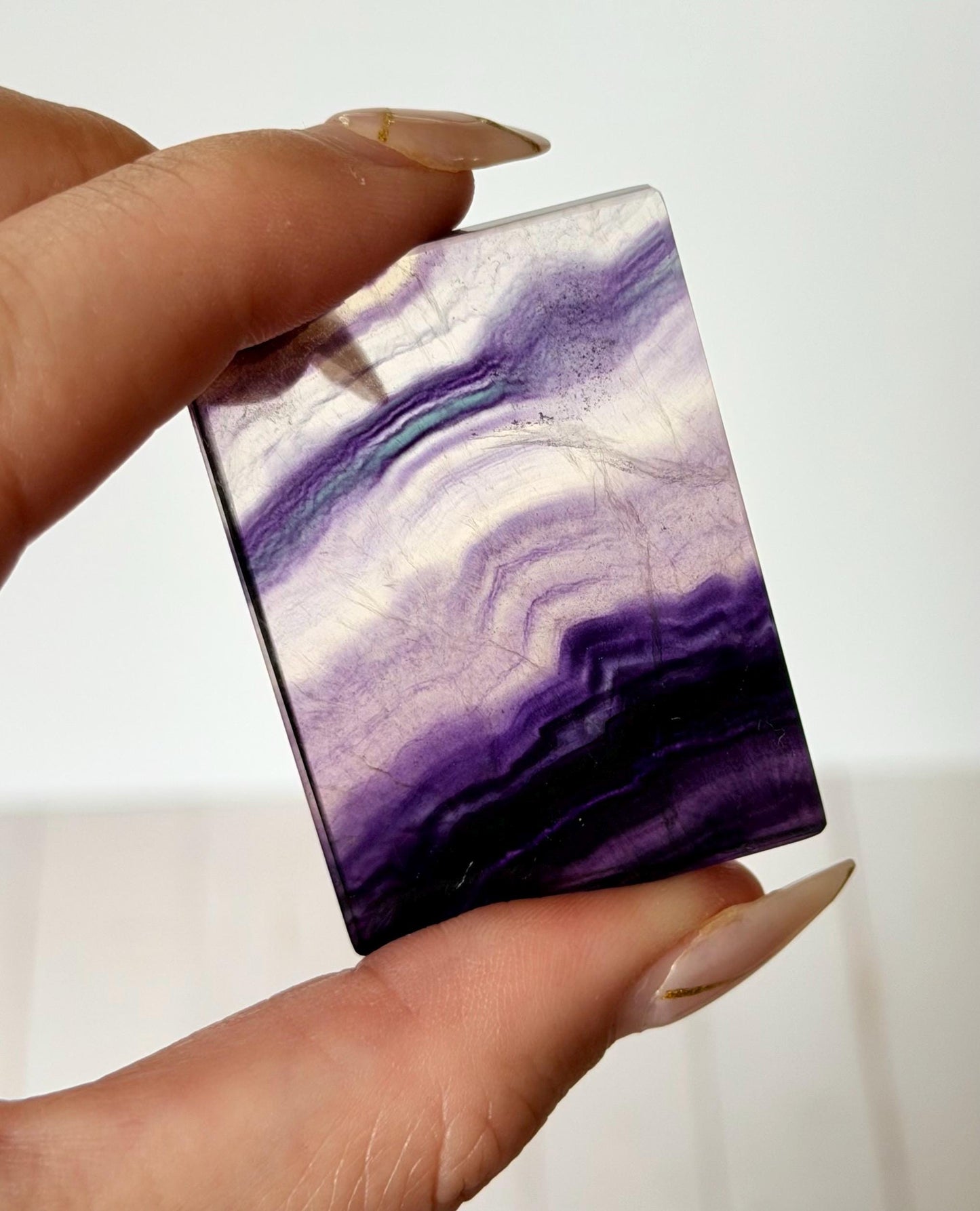 Banded Fluorite Window | Purple Fluorite Slice Fluorite Mini Slab Rectange Fluorite
