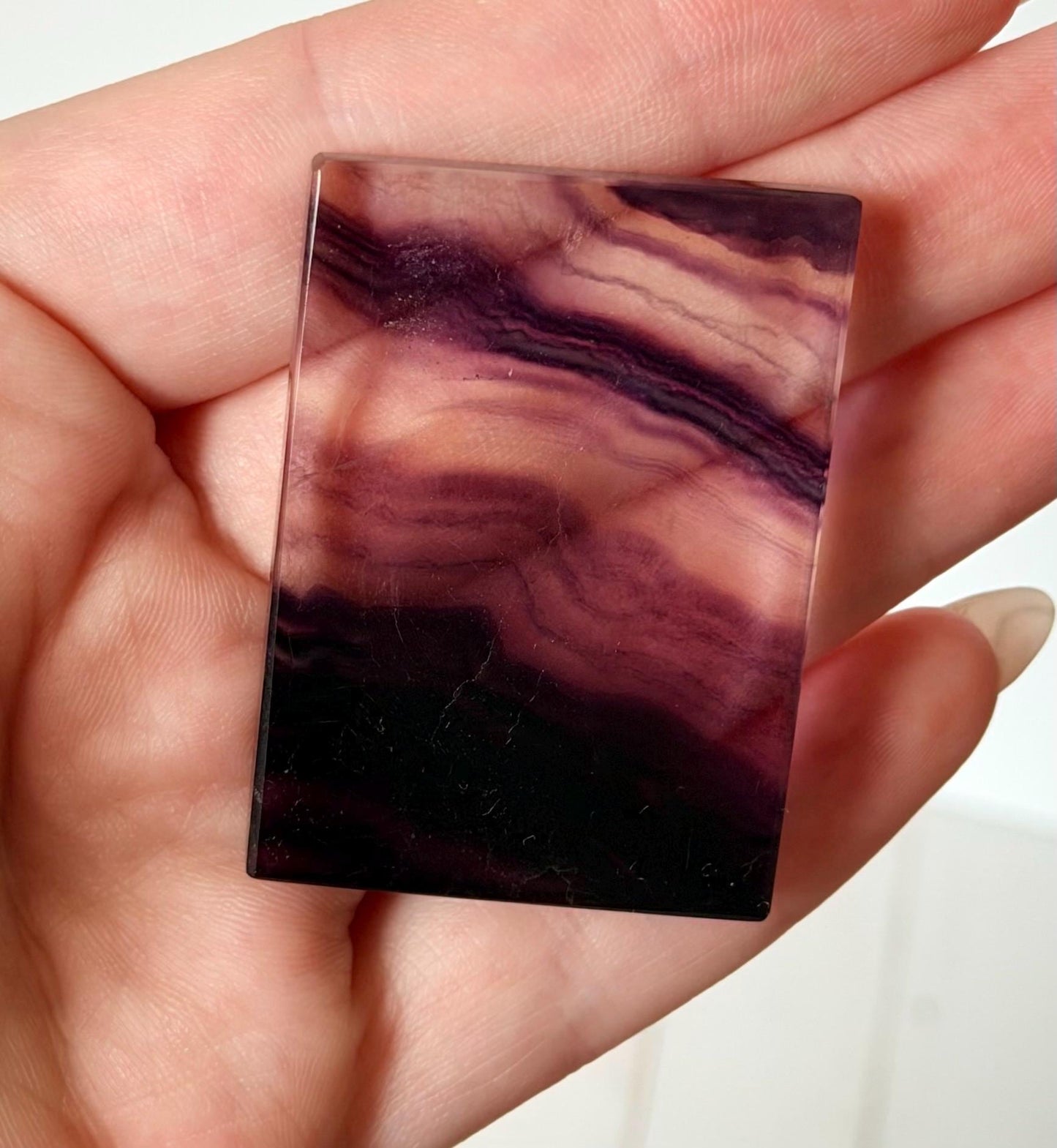 Banded Fluorite Window | Purple Fluorite Slice Fluorite Mini Slab Rectange Fluorite