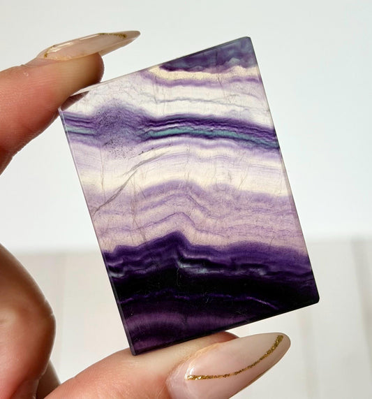 Banded Fluorite Window | Purple Fluorite Slice Fluorite Mini Slab Rectange Fluorite