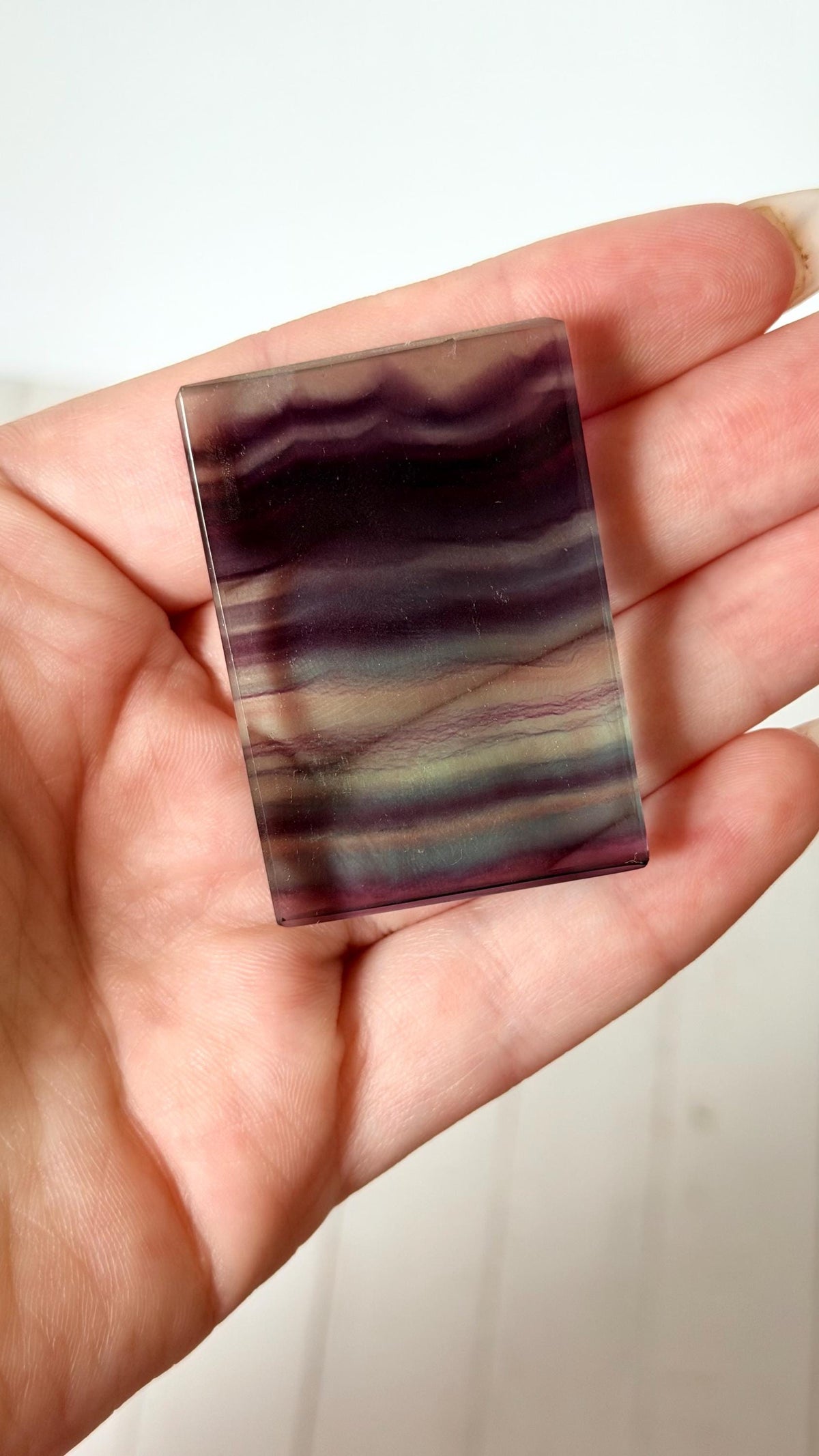 Banded Fluorite Window | Purple & Teal Fluorite Slice Fluorite Mini Slab Rectange Fluorite