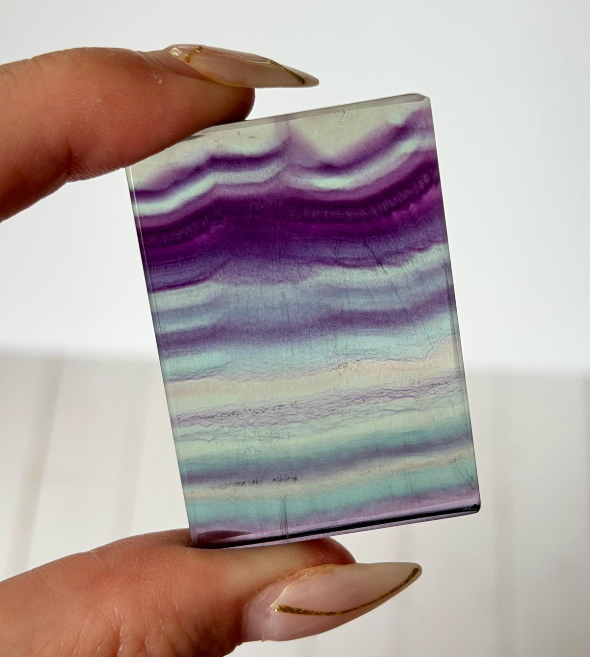 Banded Fluorite Window | Purple & Teal Fluorite Slice Fluorite Mini Slab Rectange Fluorite