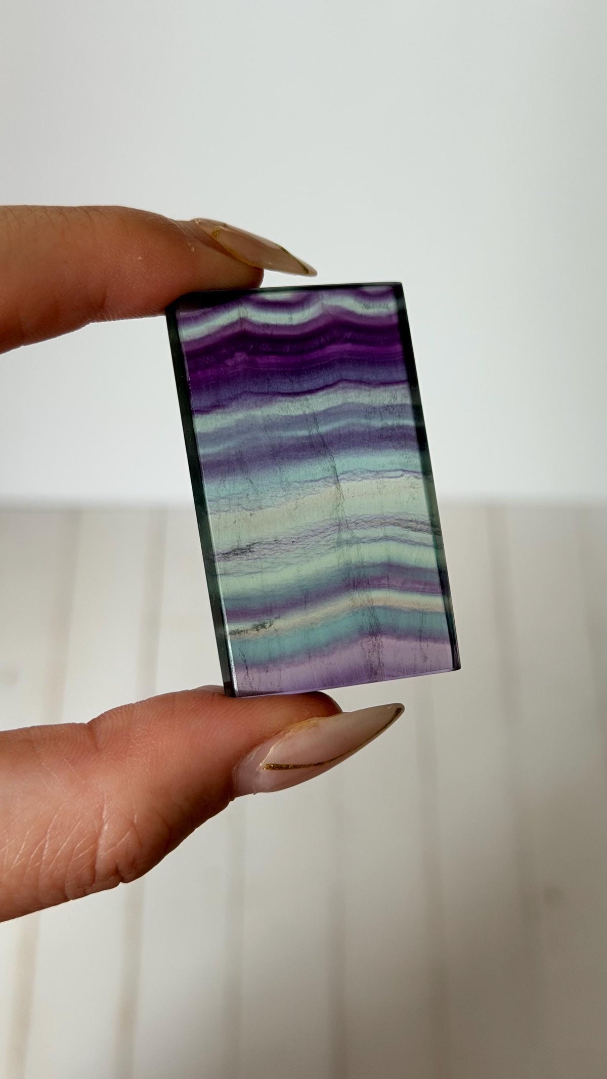 Banded Fluorite Window | Purple & Teal Fluorite Slice Fluorite Mini Slab Rectange Fluorite