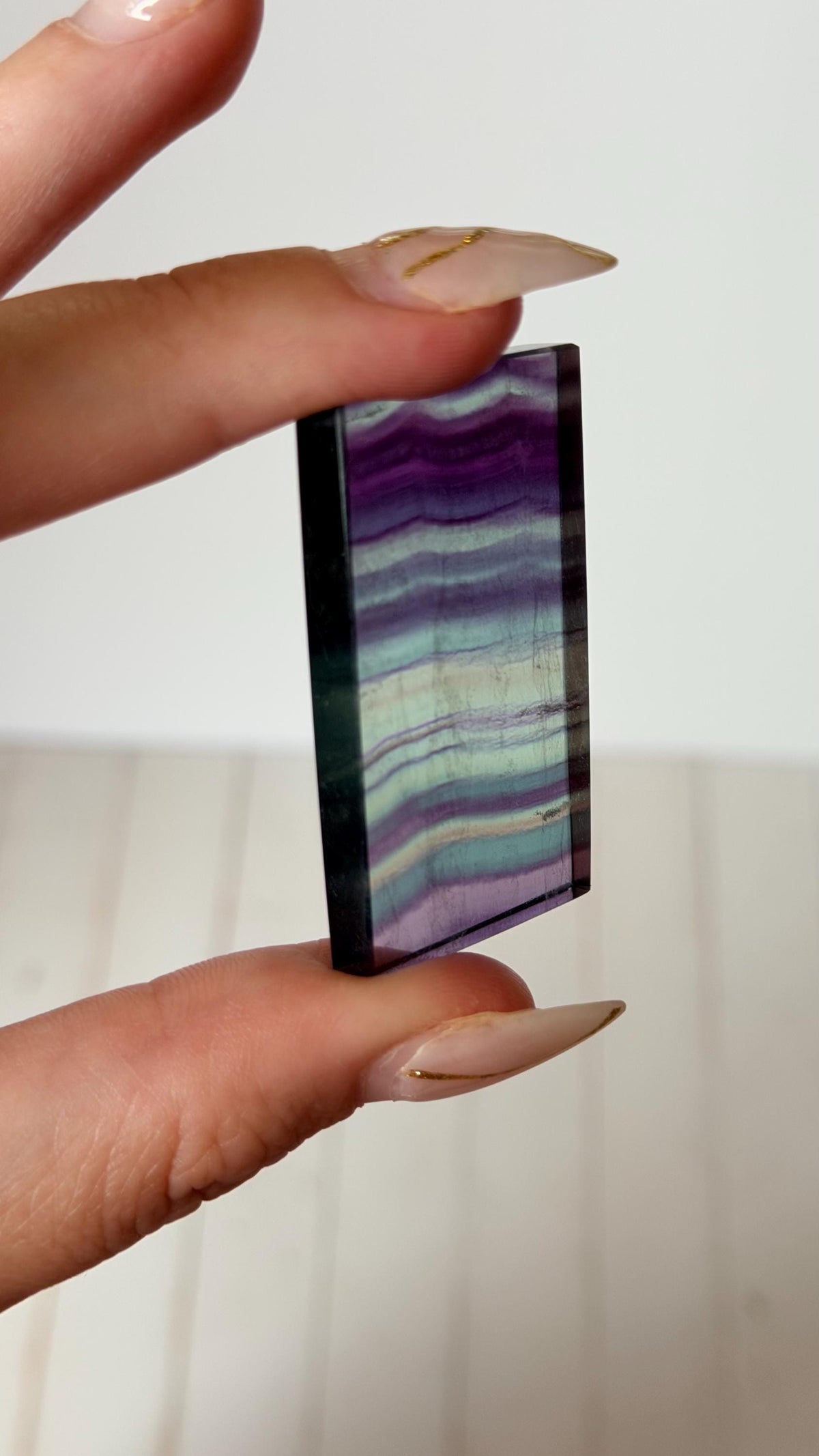 Banded Fluorite Window | Purple & Teal Fluorite Slice Fluorite Mini Slab Rectange Fluorite