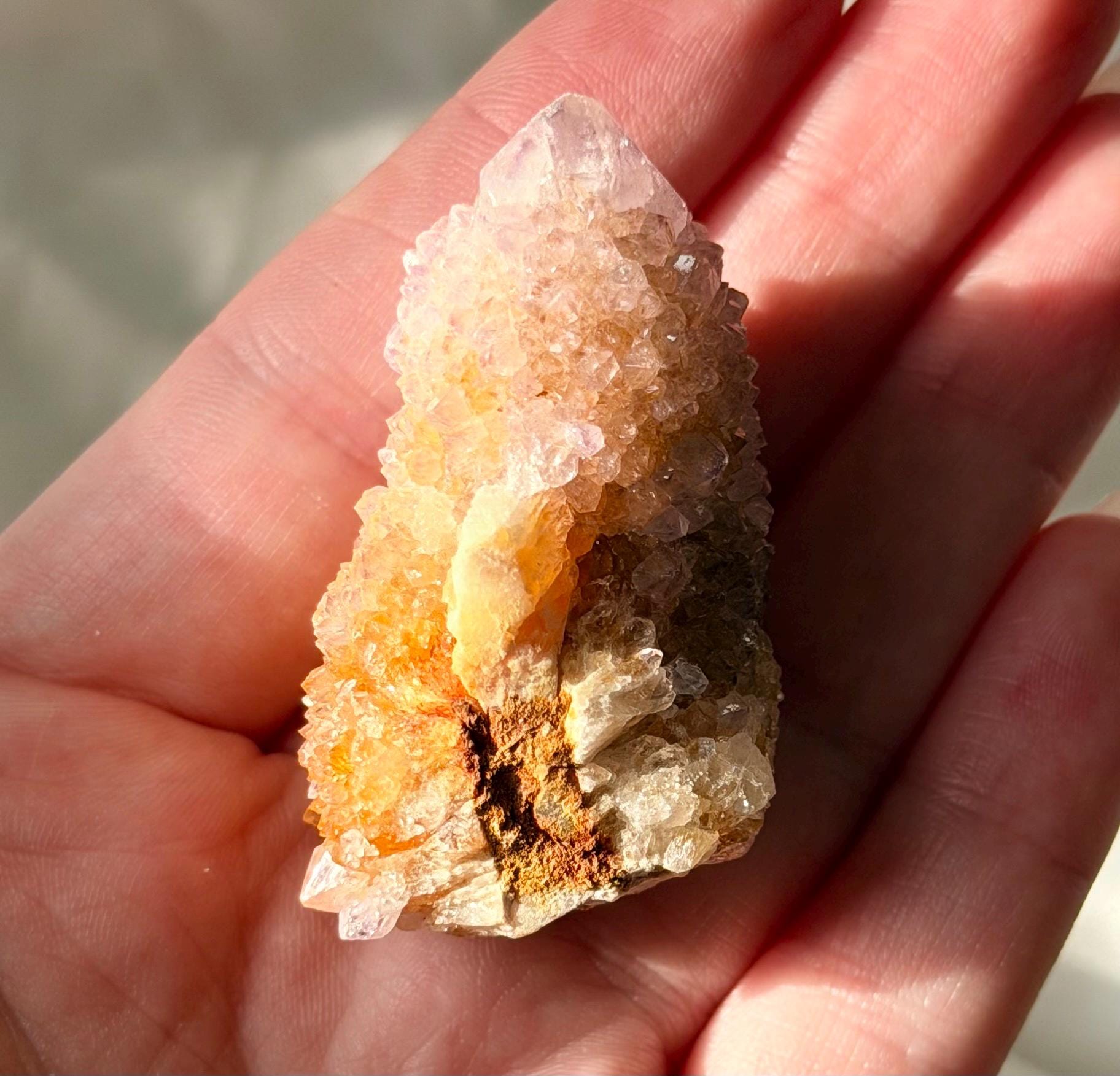 Spirit Amethyst Point with Ametrine | Natural Amethyst Crystal Tower | Druzy Purple Quartz Point | Healing Crystal | Spiritual Decor