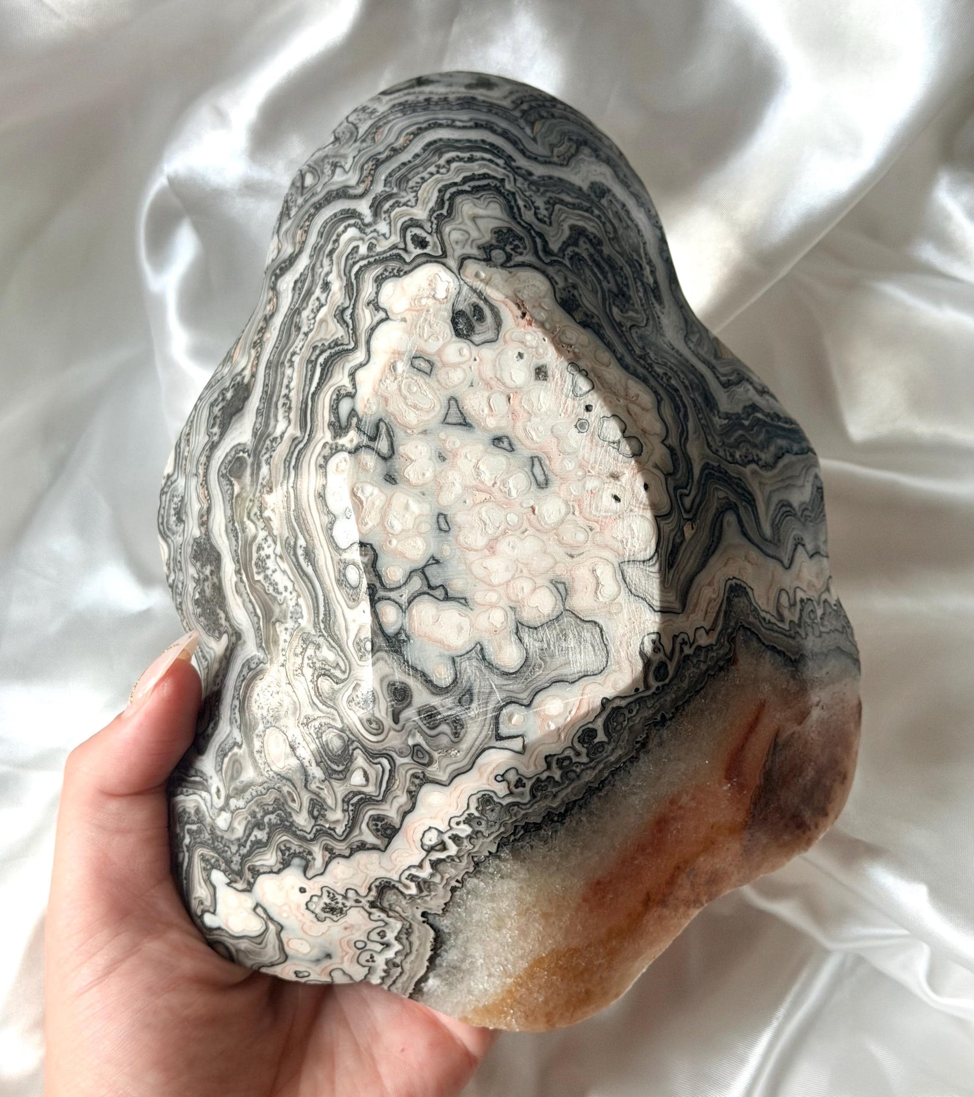 Banded Onyx with Orange Calcite Bowl | Banded Calcite Dish | Zebra Calcite Bowl | Yellow Calcite Bowl from Mexico