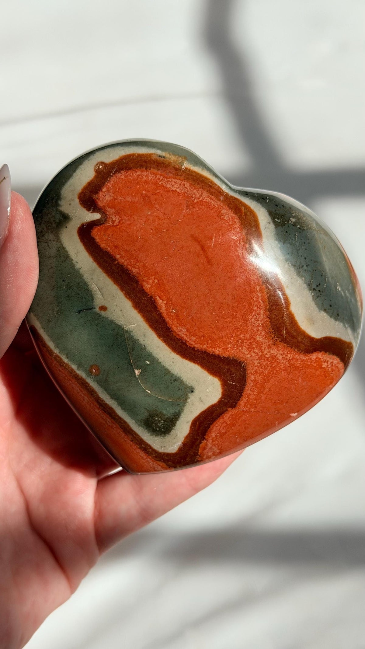 Polychrome Jasper Puffy Heart | Natural Polychrome Jasper Crystal Heart | Ocean Jasper Look | Healing Crystal | Crystal Gift