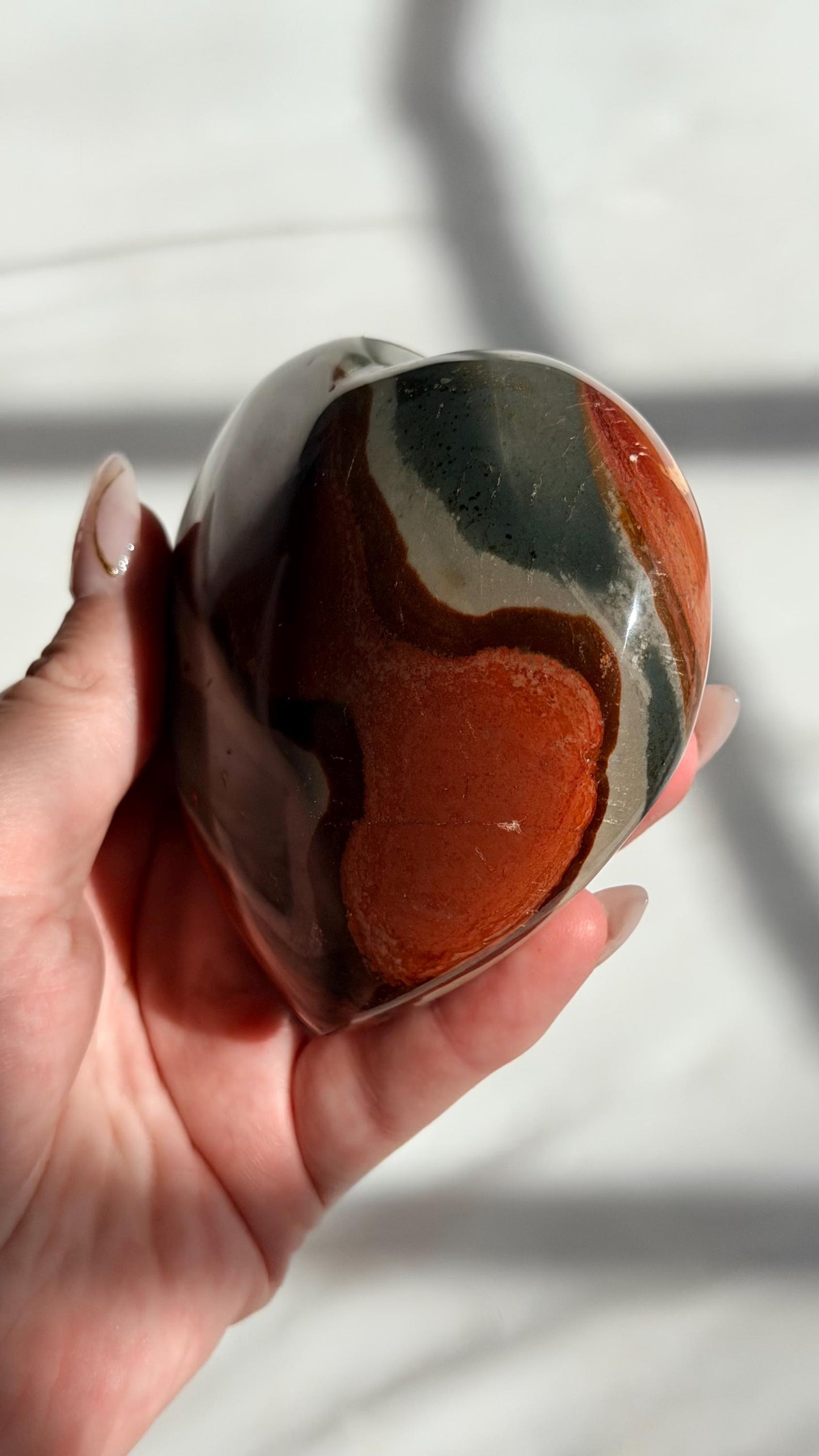 Polychrome Jasper Puffy Heart | Natural Polychrome Jasper Crystal Heart | Ocean Jasper Look | Healing Crystal | Crystal Gift