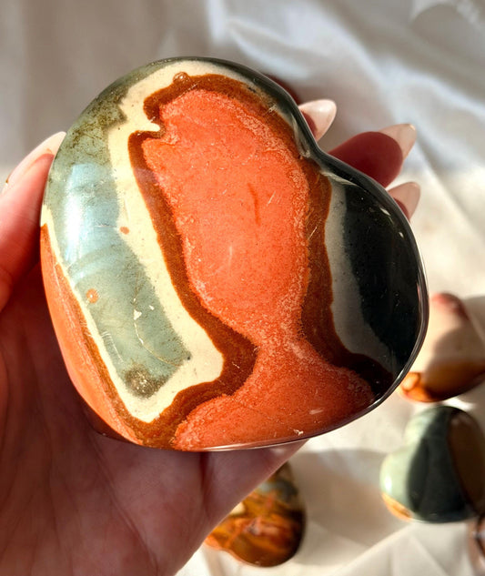 Polychrome Jasper Puffy Heart | Natural Polychrome Jasper Crystal Heart | Ocean Jasper Look | Healing Crystal | Crystal Gift