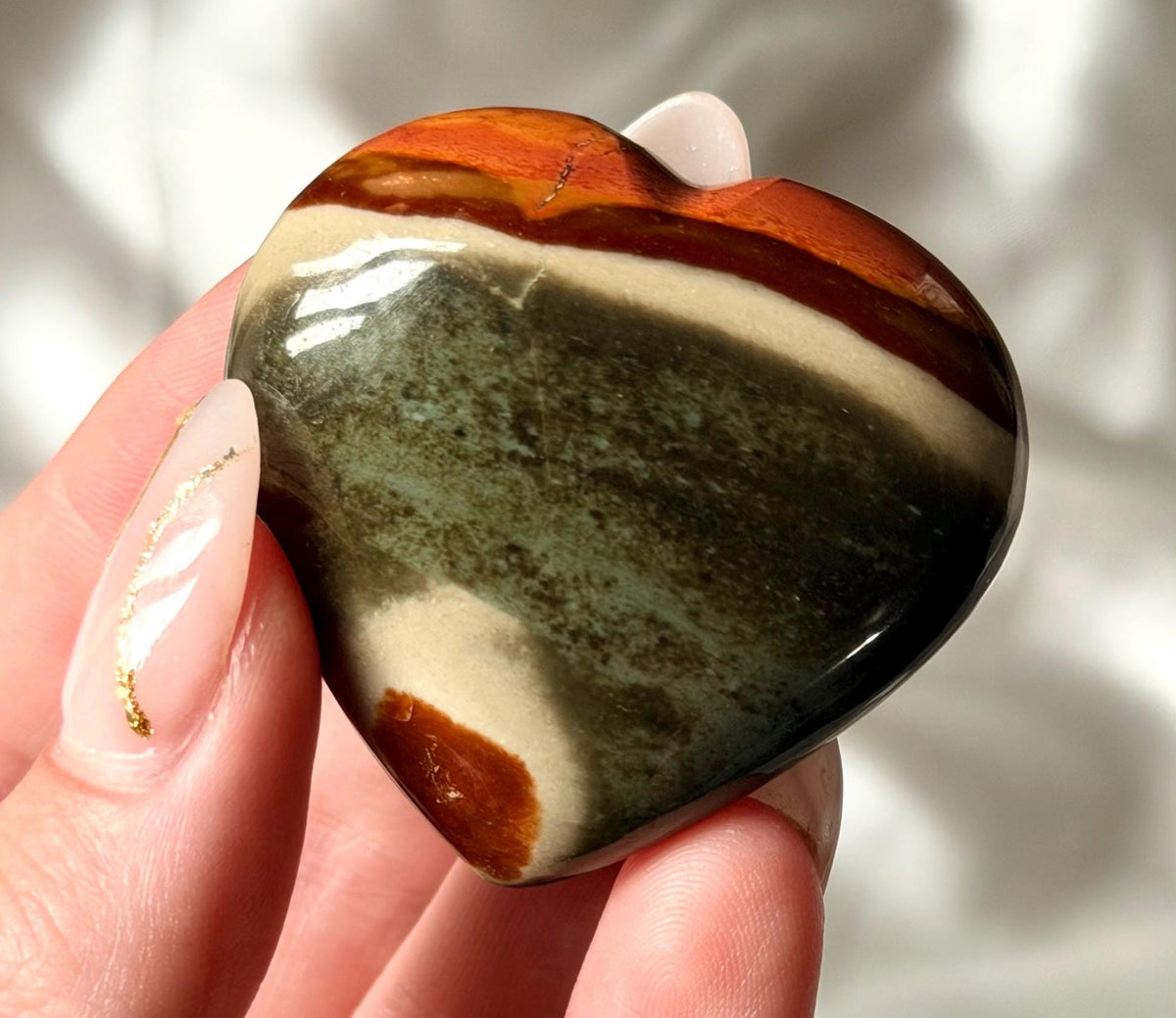 Polychrome Jasper Puffy Heart | Natural Polychrome Jasper Crystal Heart | Ocean Jasper Look | Healing Crystal | Crystal Gift