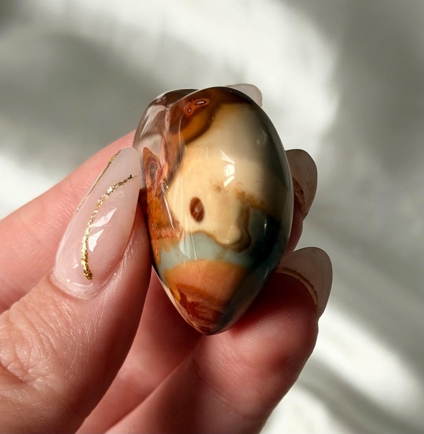 Polychrome Jasper Puffy Heart | Natural Polychrome Jasper Crystal Heart | Ocean Jasper Look | Healing Crystal | Crystal Gift