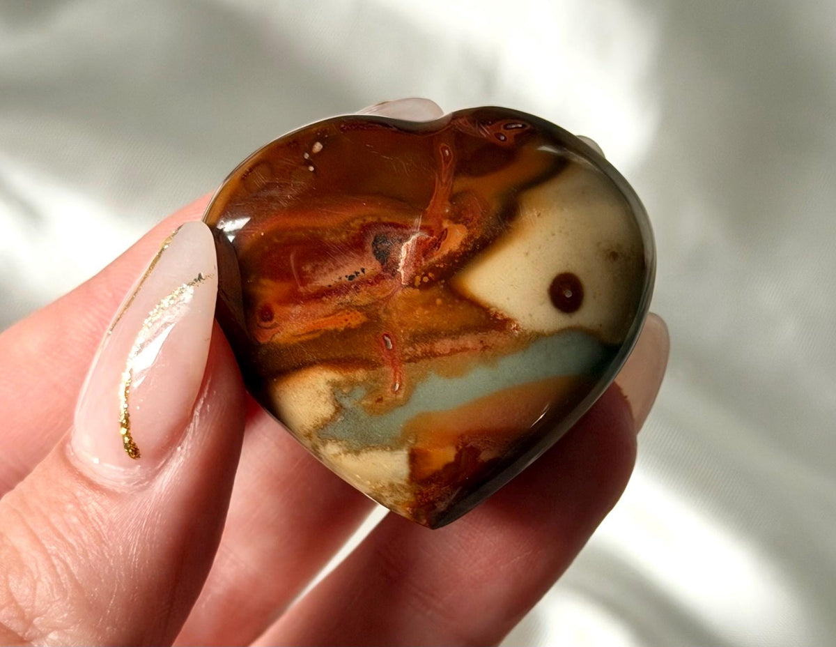 Polychrome Jasper Puffy Heart | Natural Polychrome Jasper Crystal Heart | Ocean Jasper Look | Healing Crystal | Crystal Gift