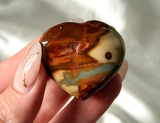 Polychrome Jasper Puffy Heart | Natural Polychrome Jasper Crystal Heart | Ocean Jasper Look | Healing Crystal | Crystal Gift
