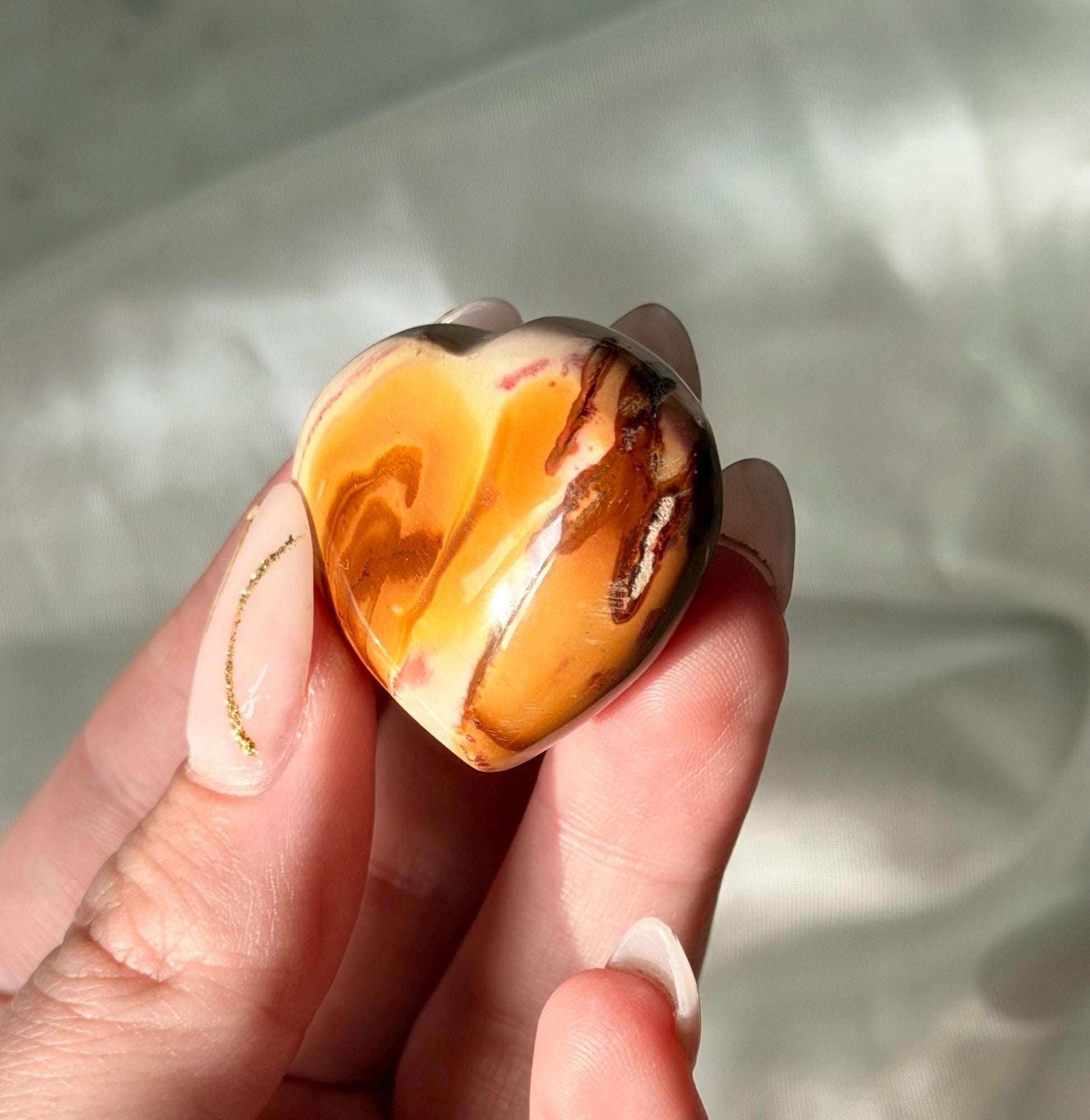 Polychrome Jasper Puffy Heart | Natural Polychrome Jasper Crystal Heart | Ocean Jasper Look | Healing Crystal | Crystal Gift