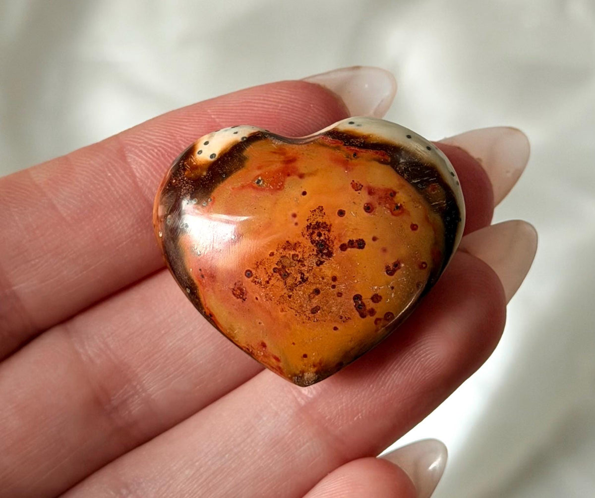 Polychrome Jasper Puffy Heart | Natural Polychrome Jasper Crystal Heart | Ocean Jasper Look | Healing Crystal | Crystal Gift