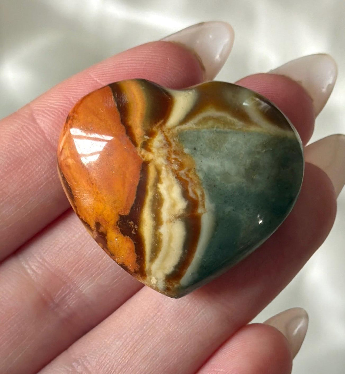 Polychrome Jasper Puffy Heart | Natural Polychrome Jasper Crystal Heart | Ocean Jasper Look | Healing Crystal | Crystal Gift