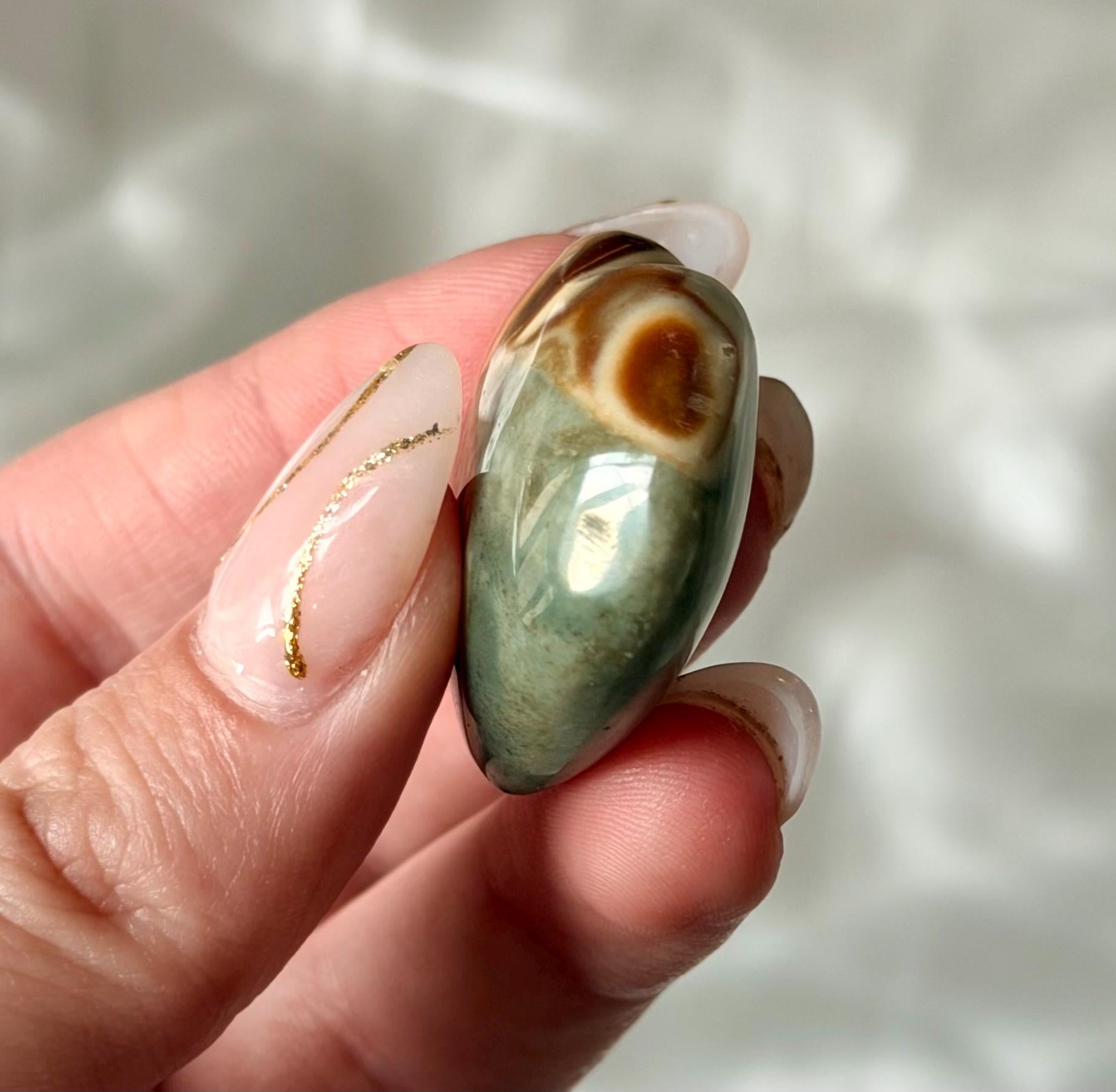 Polychrome Jasper Puffy Heart | Natural Polychrome Jasper Crystal Heart | Ocean Jasper Look | Healing Crystal | Crystal Gift