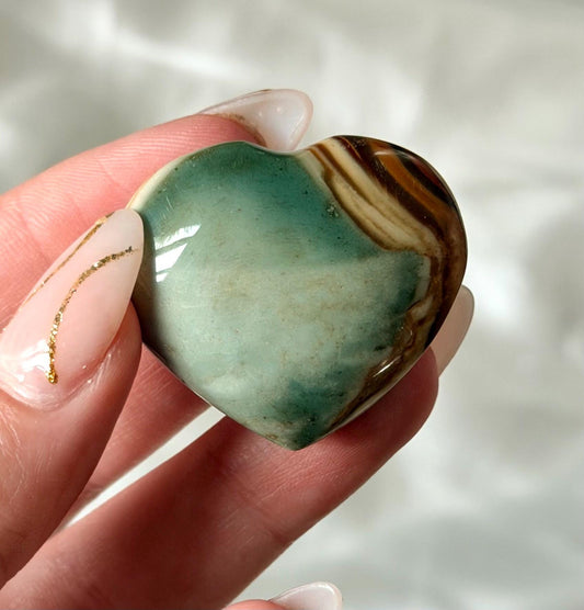 Polychrome Jasper Puffy Heart | Natural Polychrome Jasper Crystal Heart | Ocean Jasper Look | Healing Crystal | Crystal Gift