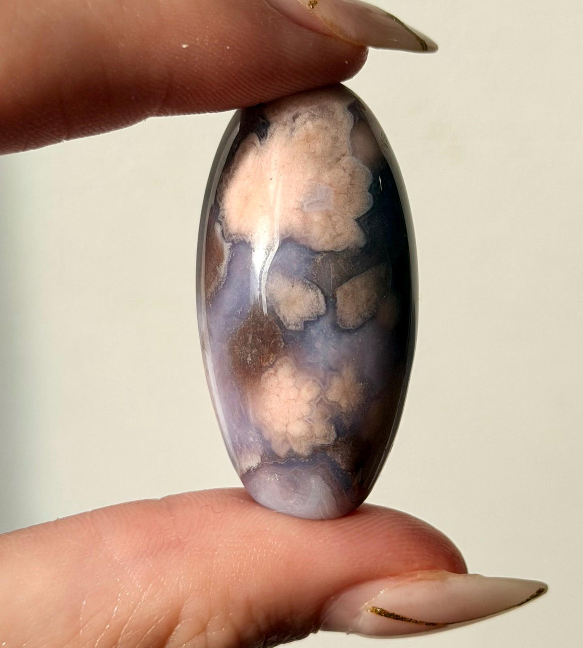Blue Flower Agate Lingam Stone | Blue Flower Agate Shiva | Polished Crystal | Meditation Stone