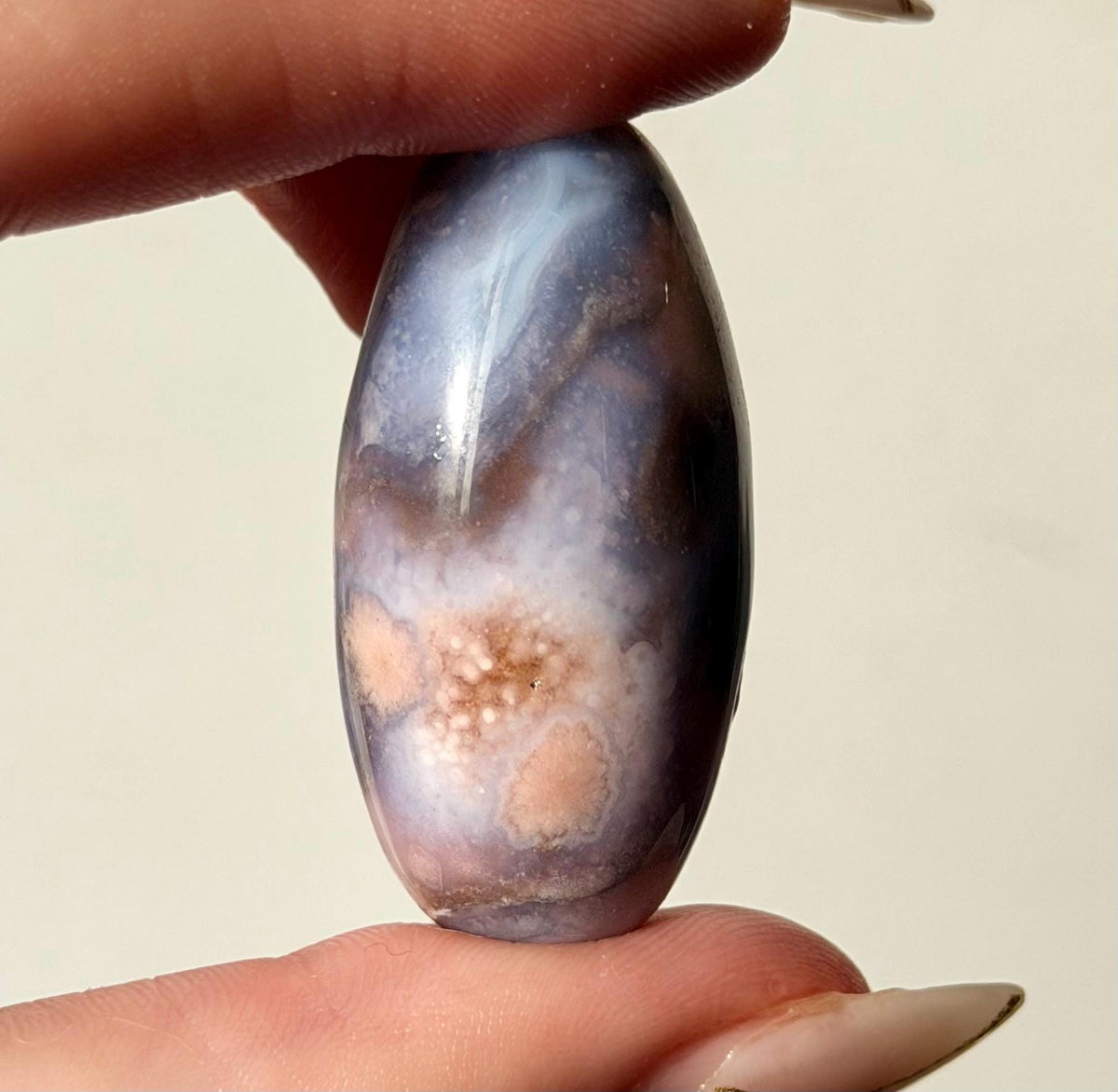 Blue Flower Agate Lingam Stone | Blue Flower Agate Shiva | Polished Crystal | Meditation Stone