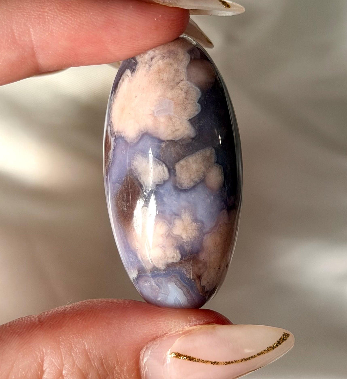 Blue Flower Agate Lingam Stone | Blue Flower Agate Shiva | Polished Crystal | Meditation Stone
