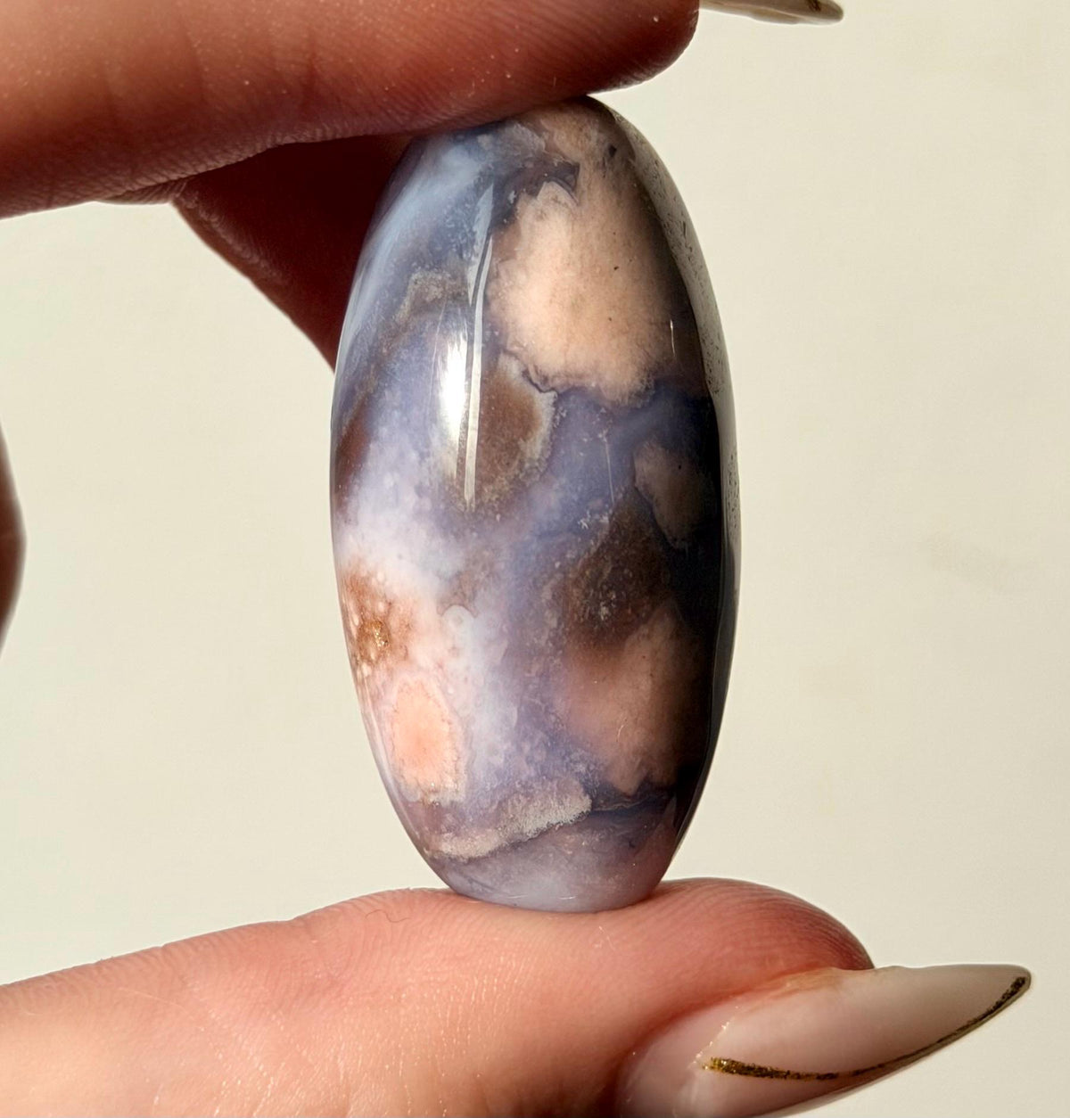 Blue Flower Agate Lingam Stone | Blue Flower Agate Shiva | Polished Crystal | Meditation Stone