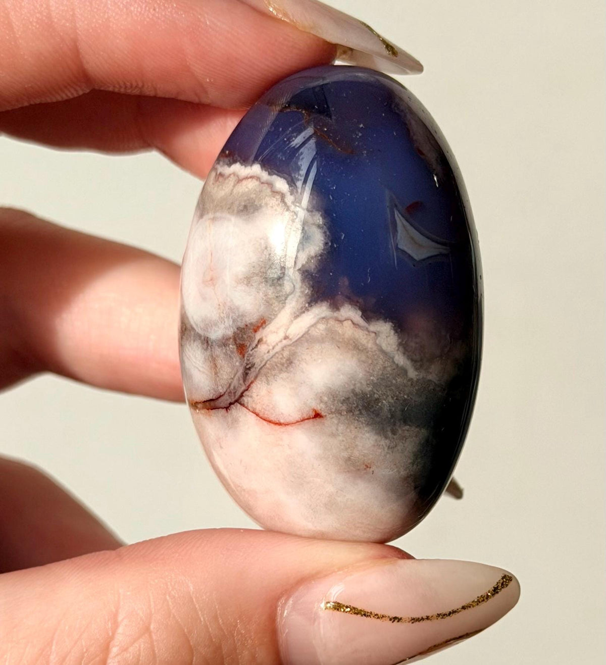Blue Flower Agate Lingam Stone | Blue Flower Agate Shiva | Polished Crystal | Meditation Stone