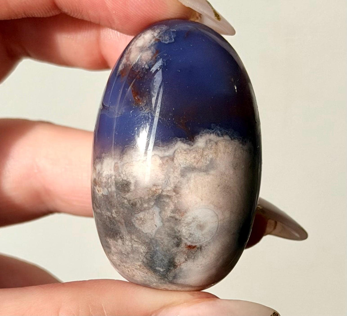 Blue Flower Agate Lingam Stone | Blue Flower Agate Shiva | Polished Crystal | Meditation Stone