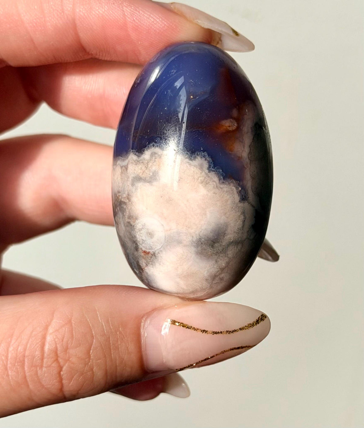 Blue Flower Agate Lingam Stone | Blue Flower Agate Shiva | Polished Crystal | Meditation Stone