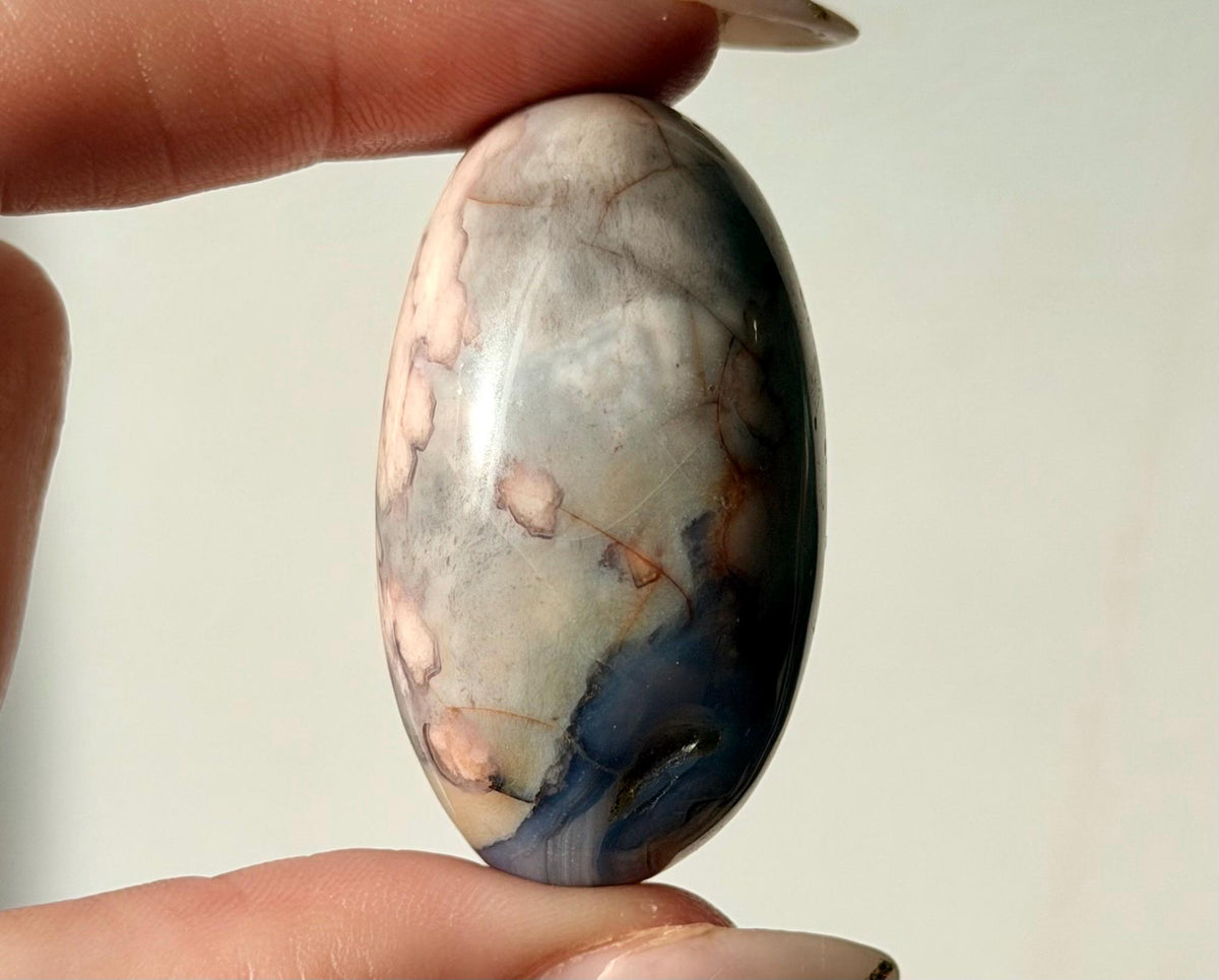 Blue Flower Agate Lingam Stone | Blue Flower Agate Shiva | Polished Crystal | Meditation Stone