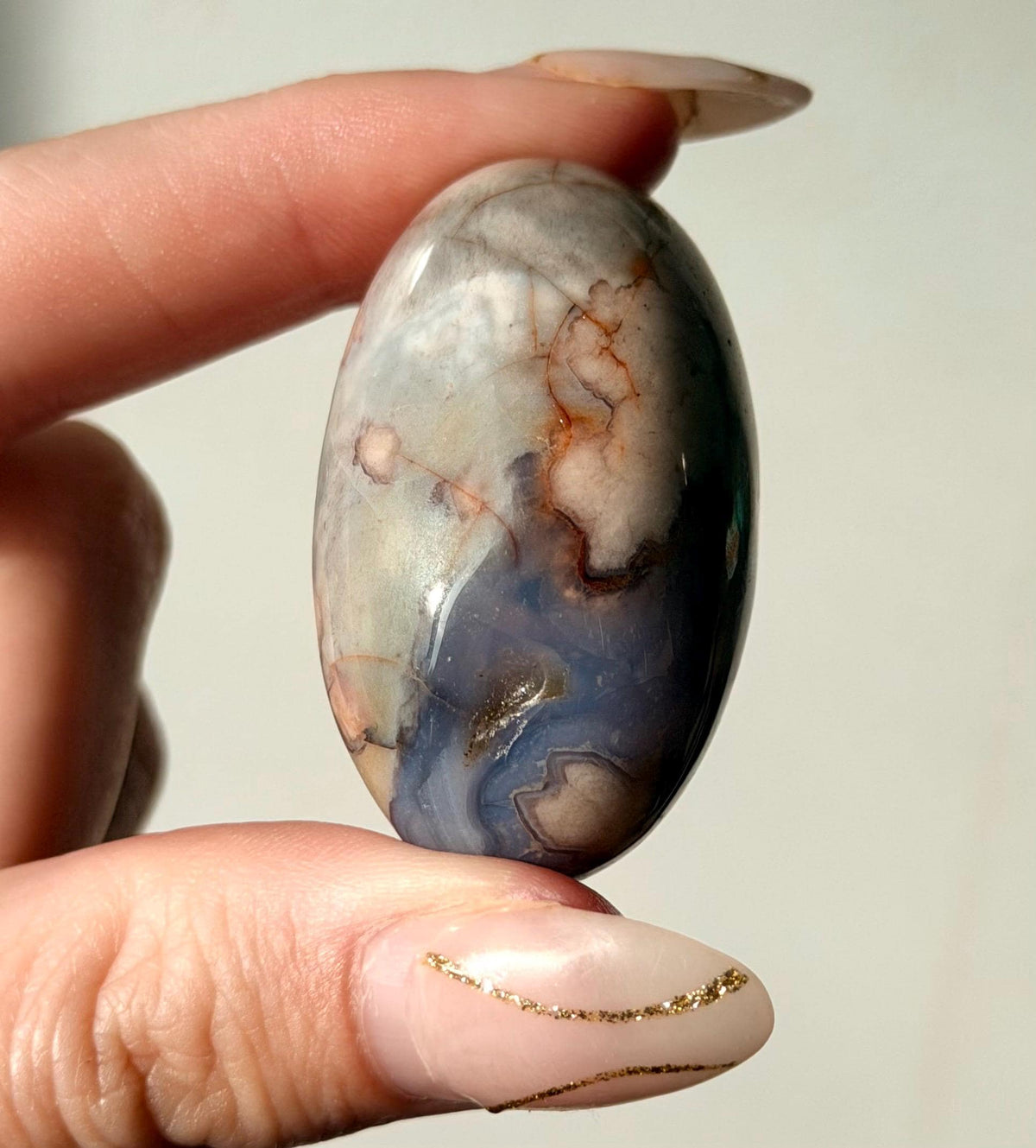 Blue Flower Agate Lingam Stone | Blue Flower Agate Shiva | Polished Crystal | Meditation Stone