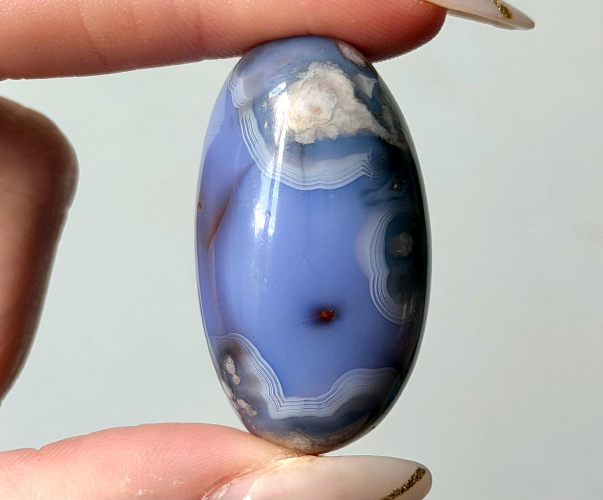 Blue Flower Agate Lingam Stone | Blue Flower Agate Shiva | Polished Crystal | Meditation Stone