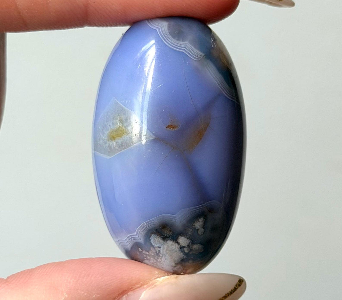 Blue Flower Agate Lingam Stone | Blue Flower Agate Shiva | Polished Crystal | Meditation Stone