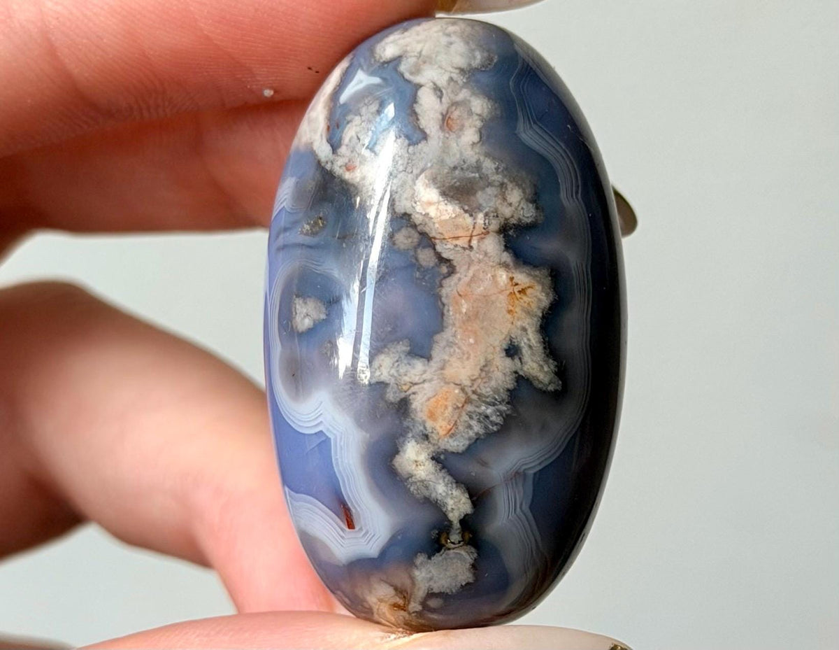 Blue Flower Agate Lingam Stone | Blue Flower Agate Shiva | Polished Crystal | Meditation Stone