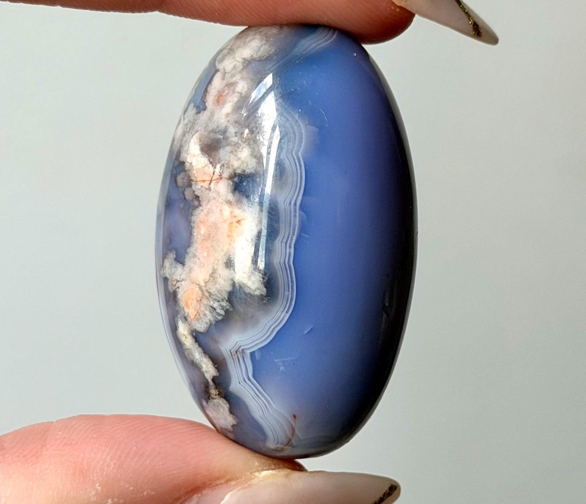Blue Flower Agate Lingam Stone | Blue Flower Agate Shiva | Polished Crystal | Meditation Stone