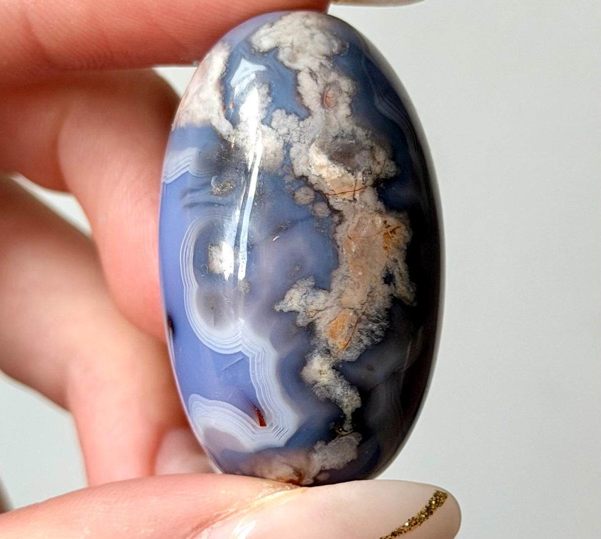 Blue Flower Agate Lingam Stone | Blue Flower Agate Shiva | Polished Crystal | Meditation Stone