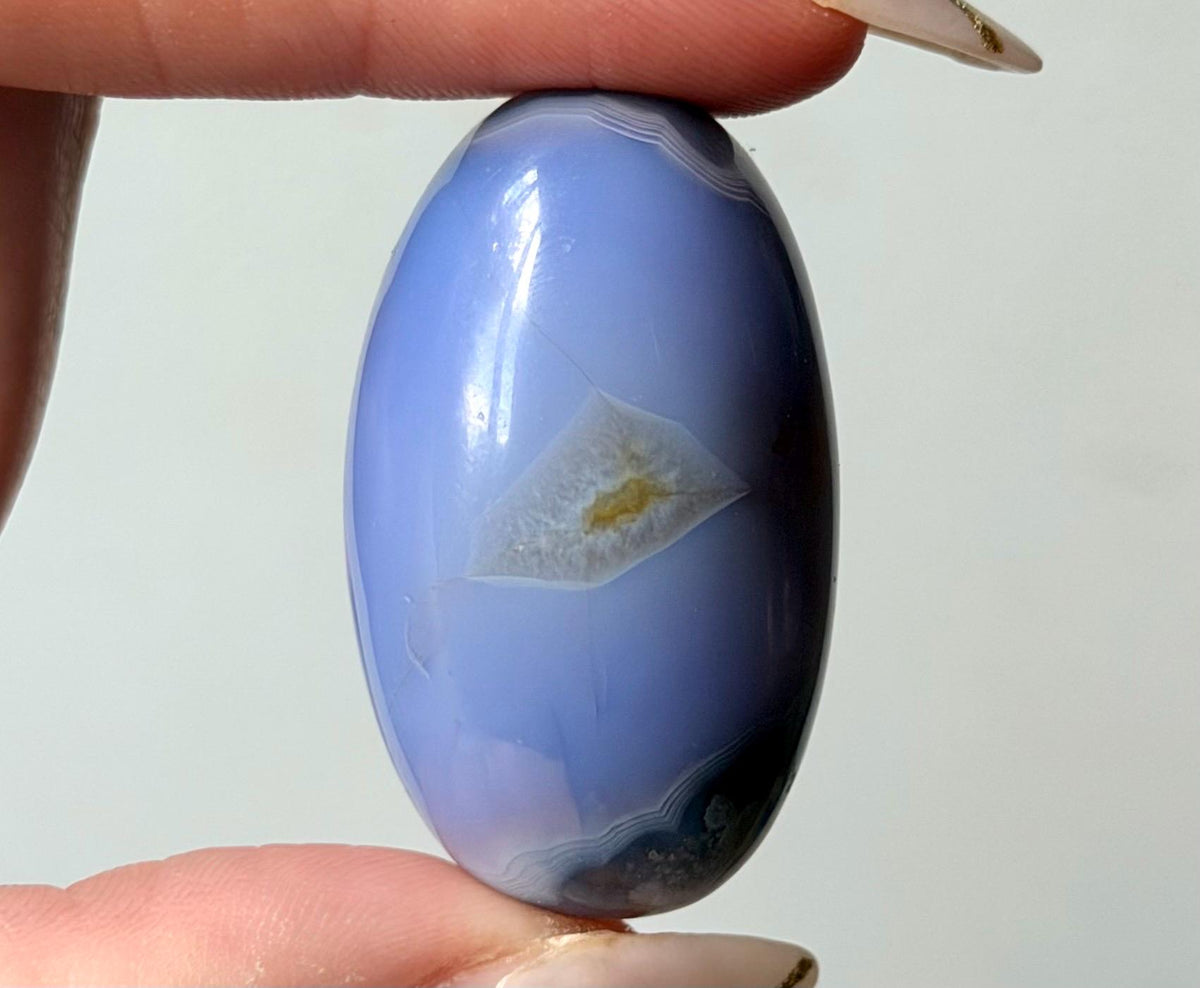 Blue Flower Agate Lingam Stone | Blue Flower Agate Shiva | Polished Crystal | Meditation Stone