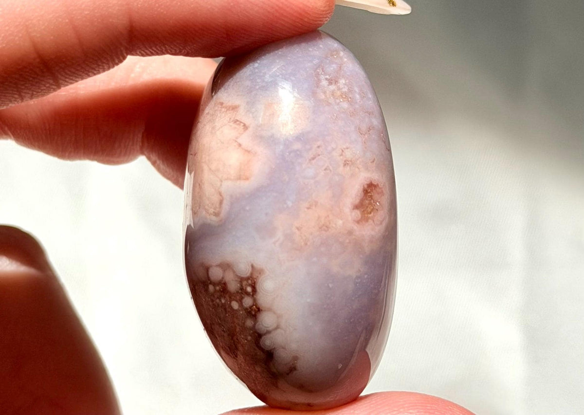 Blue Flower Agate Lingam Stone | Blue Flower Agate Shiva | Polished Crystal | Meditation Stone