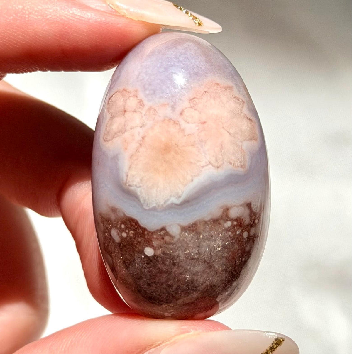 Blue Flower Agate Lingam Stone | Blue Flower Agate Shiva | Polished Crystal | Meditation Stone